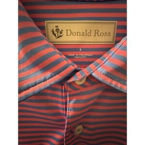 EUC Mens Donald Ross Logo Golf Shirt,‎ Striped Size L